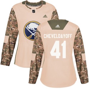 Ty Cheveldayoff Women's Adidas Buffalo Sabres Authentic Camo Veterans Day Practice Jersey