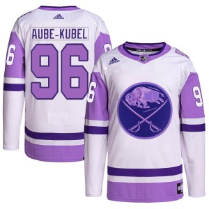 Nicolas Aube-Kubel Men's Adidas Buffalo Sabres Authentic White/Purple Hockey Fights Cancer Primegreen Jersey