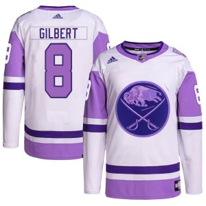 Dennis Gilbert Men's Adidas Buffalo Sabres Authentic White/Purple Hockey Fights Cancer Primegreen Jersey