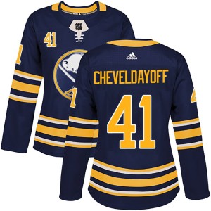 Ty Cheveldayoff Women's Adidas Buffalo Sabres Authentic Navy Home Jersey