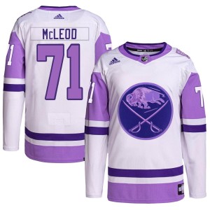 Ryan McLeod Youth Adidas Buffalo Sabres Authentic White/Purple Hockey Fights Cancer Primegreen Jersey